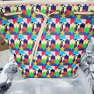 Multicolor Puzzle Pattern Women's Leather Bag